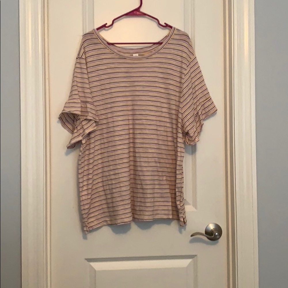 Striped shirt with ruffle sleeves - Picture 1 of 4